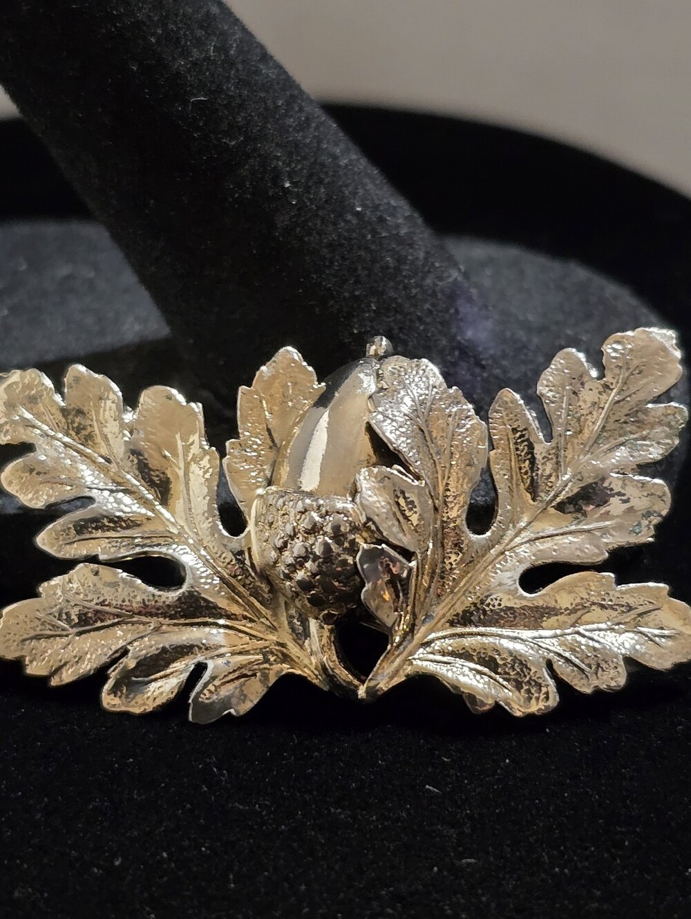 This Vintage Beau Sterling Silver Oak Leaves & Acorn Brooch measures 1.8 inches